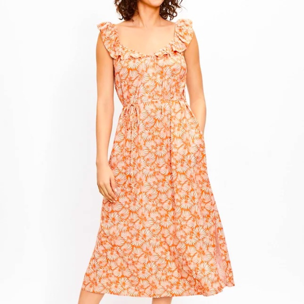 ⭐️ 2/$50 ⭐️ Loft Leafed Flutter Strap Pocket Midi Dress